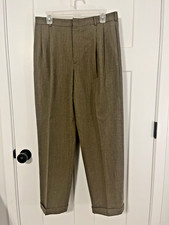 Lands End Men  s Traditional Fit 100 Wool Dress Pants 33-29 Khaki Cuffed Classic