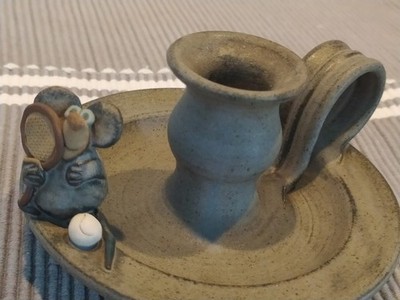 STAPLETON HOUSE POTTERY Wee WILLIE WINKIE KERZENLEUCHTER mit MAUS RETRO/VINTAGE