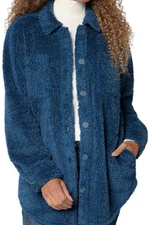 Belle by Kim Gravel Women's Horn Button Sherpa Shacket Indigo