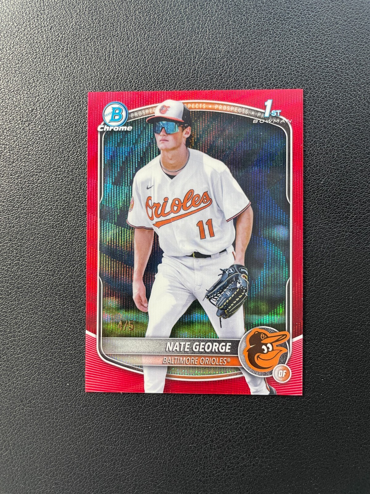2025 Bowman Chrome #BCP-184 Nate George 1st Red Wave Refractor 4/5 BJDEL