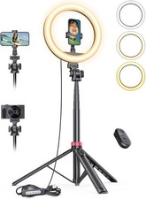 10-Inch Ring Light Kit with 75in Tripod, 120 LEDs, 3 Colour Temps, Phone Holder