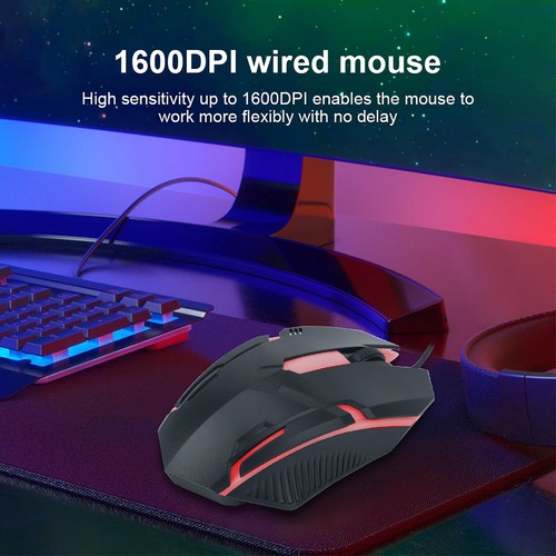 MS11 1600DPI Wired Backlight USB Mouse Ergonomic Gaming Notebook Office Gamer CB - Bild 4 von 7