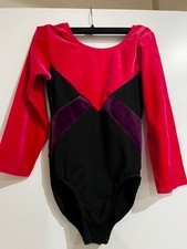Freestyle by Danskin Girls Gymnastics Leotard Size 10/12 Long Sleeve Pink Black