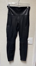 Spanx Women's Size L Black Moto Faux Leather Legging Pants Shiny