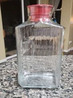 Vintage Anchor Hocking Ribbed Glass 2 Qt Refrigerator Water Juice Jar w/ Lid