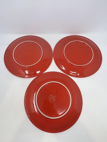 Vintage Waechtersbach 3 Red Christmas Tree 10" Dinner Plates - Germany - Picture 8 of 10