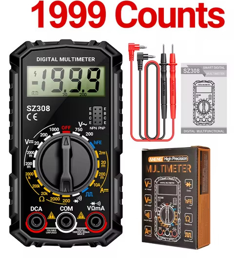 Digital Multimeter LCD Voltmeter Ammeter Ohmmeter Volt AC DC Tester Leads Meter