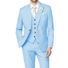 Mens 3pcs Suits Jacket Pants Vest Slim Wedding Groom Formal Dress Business Party