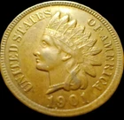1901 AU INDIAN CENT 4 DIAMONDS! A gorgeous coin!