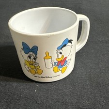 1984 Walt Disney Baby Mickey Mouse Donald Duck Plastic Cup Mug Vintage Sippy