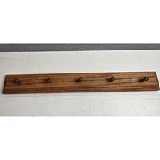 Vintage Oak Wooden Coat Rack Wall Mount 5 Hooks Hanger Key Organizer Entryway
