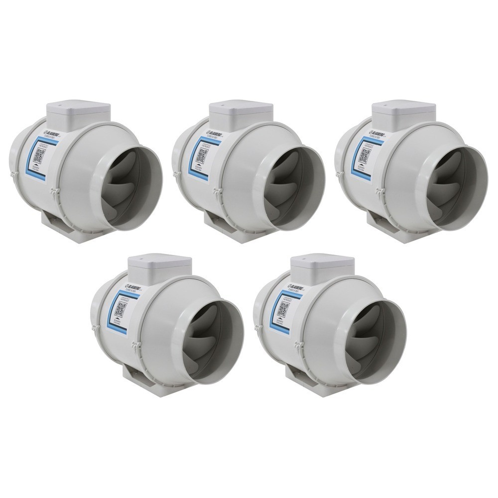 5 x Blauberg TURBO-E-150 In-line Mixed Flow Extractor Fans 150mm Standard Model
