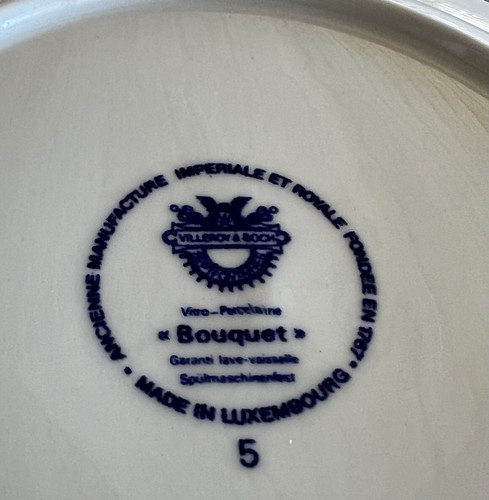 Villeroy & Boch Bouquet Rim Soup Bowl Set Of 2 9" Light Blue Aqua Flowers - Picture 7 of 10