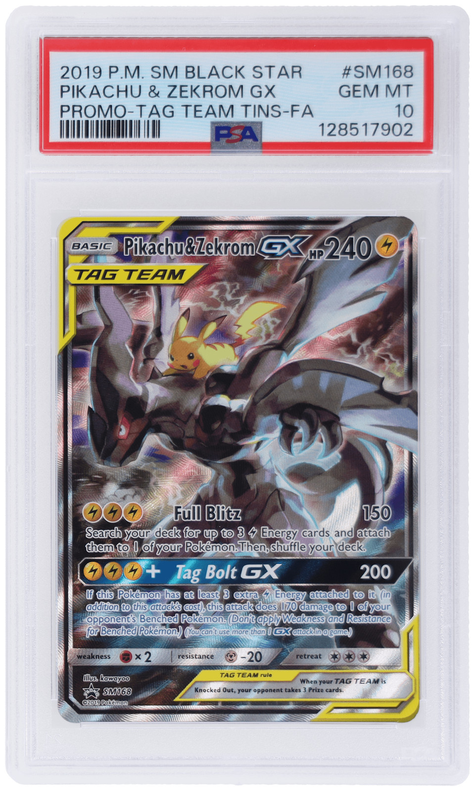 Pikachu & Zekrom GX 2019 Sun & Moon: Black Star Promo #SM168 Tag