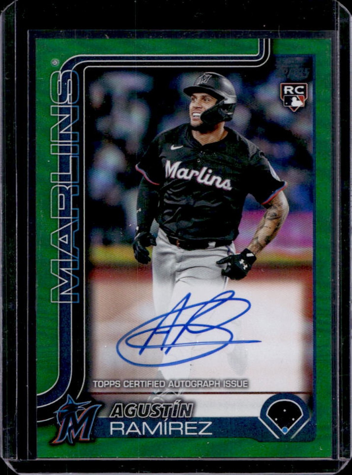 2025 Topps Update Agustin Ramirez Real One Auto RC Green Foil #69/99 Marlins