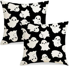 Halloween Pillow Covers 18 X 18 Inch Set of 2 Double - Sided HD Happy Halloween