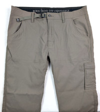PRANA Zion Pants Sz 38 Outdoor Hiking Nylon Spandex Blend Stretch Brown Belted