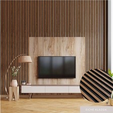 PROVISTON 3D Wandpaneele Polystyrol | 120 x 2700 mm | Eiche Klassik | Akustik