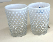 Set Of 2 Fenton Opalescent White Hobnail Glasses