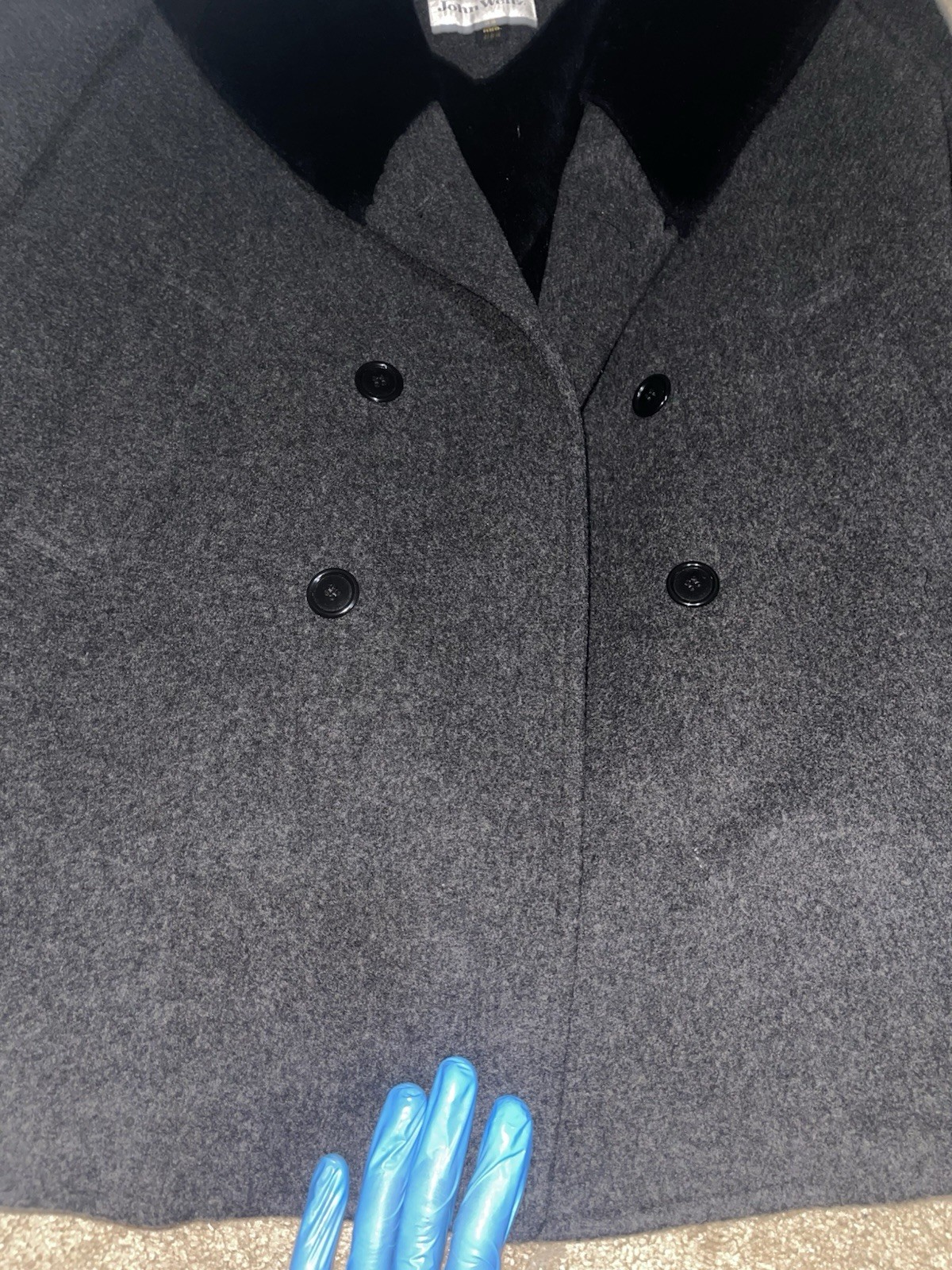 JOHN WEITZ Grey Double Breasted Wool Button Up Co… - image 2