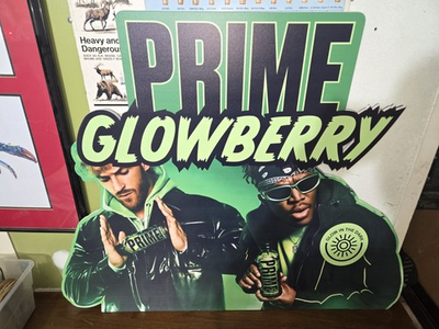 #ad #ad PRIME ENERGY LOGAN PAUL KSI GLOWBERRY WINDOW DISPLAY CARDBOARD CUTTOUT 40quot; X 32quot; $149.95