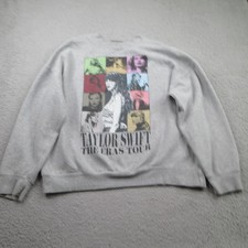 Taylor Swift The Eras Tour Sweatshirt Womens Medium Gray Fleece Pullover