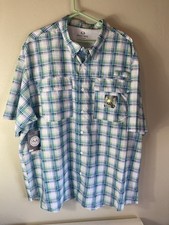 Realtree Fishing Button Shirt  3Xl Fits 54/56 New UPF 50 Offshore Plaid Reef