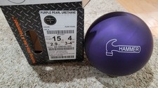 Hammer Purple Pearl Urethane Bowling Ball  15 Pounds  3-4" Pin  2.9oz TW