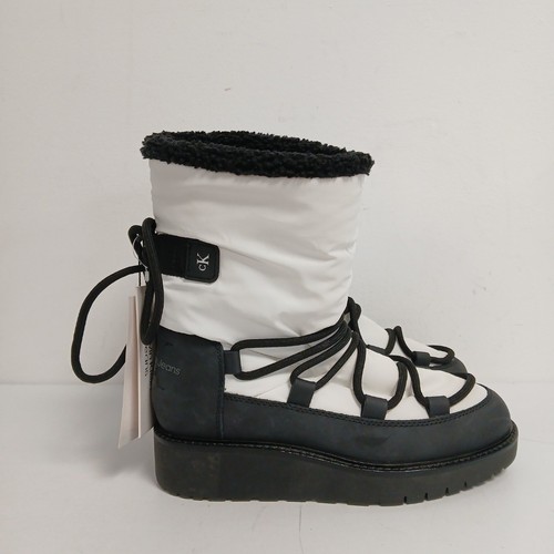 Calvin Klein Snow Boots Size 3.5 UK Womens White Black New With Tags FPL -WRDC