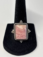 Sterling Silver Rhodochrosite Ring Size 8.5 Artisan Southwest Style 925