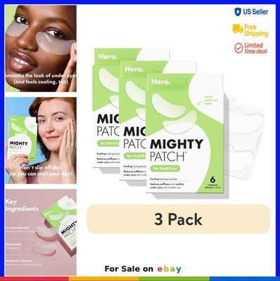 (3 Pack) Cooling Hydrogel Eye Patches for Tired Eyes De-Puffing Contoured Under