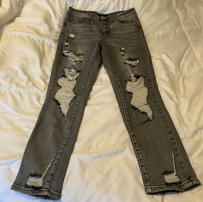 RISEN Los Angeles Black Denim Jeans W28 / Size 7  Stretch  Distressed