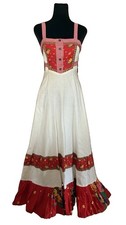 Vintage 1970s Gunne Sax Jessica McClintock Red Floral Gingham Prairie Maxi Dress