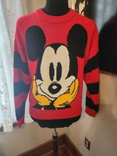 Vintage 80s 90s Mickey Mouse Disney  Co. Knit Sweater Red Stripe Size M