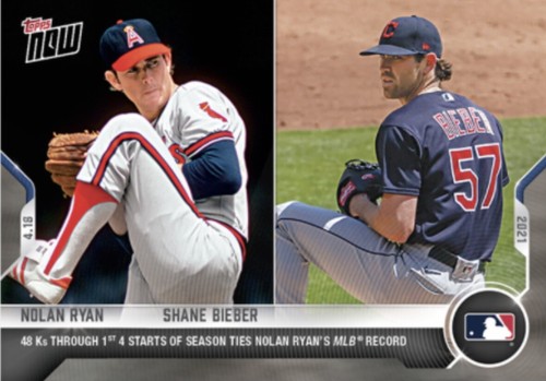 2021 Topps Now 96 Nolan Ryan / Shane Bieber