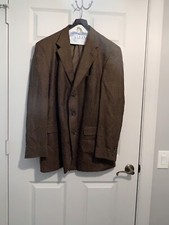 VINTAGE HART SCHAFFNER MARX - JACOBSON S TAN/ BLACK CHECK MENS SPORT COAT
