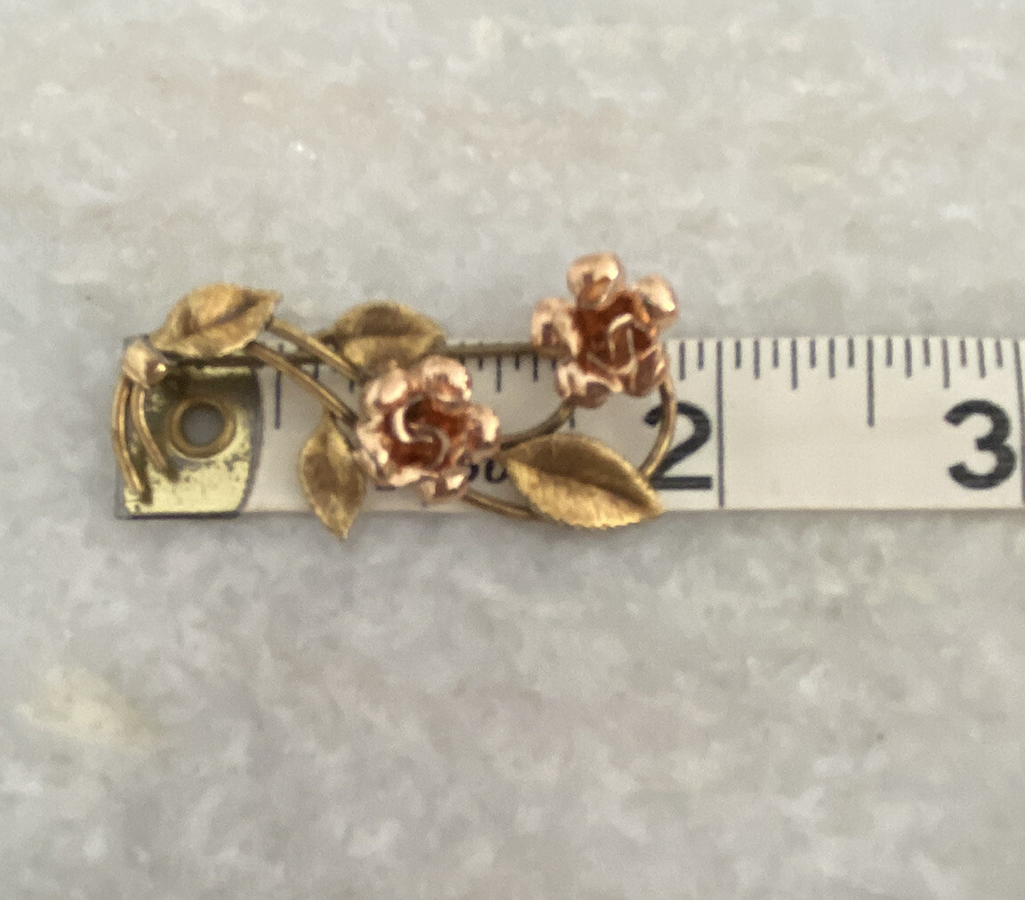 Vintage Gold Filled Krementz Rose Flower Brooch P… - image 5