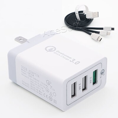 High-Voltage Multi Function Desktop QC 3.0 Adapter USB Cable f Google Pixel XL