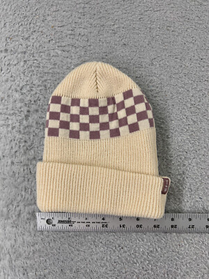 Tiny Whales Beanie Toque Youth 6-12Y Beige Purple Knit 100% Acrylic Ski check