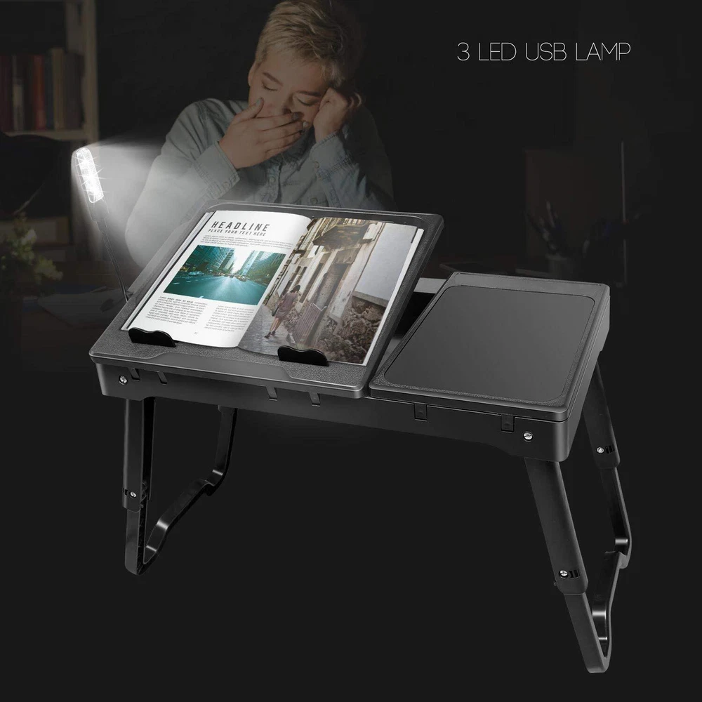 Multi-Functional Laptop Stand for Bed with Cooling Fan & Adjustable Tray  