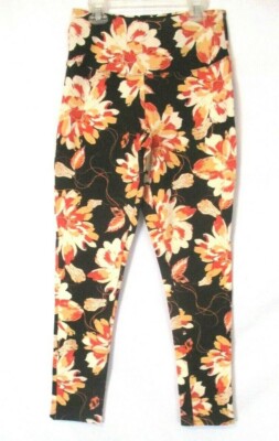 DG2 Diane Gilman Floral Leggings Medium DG Downtime Stretch 686499 Women YC21