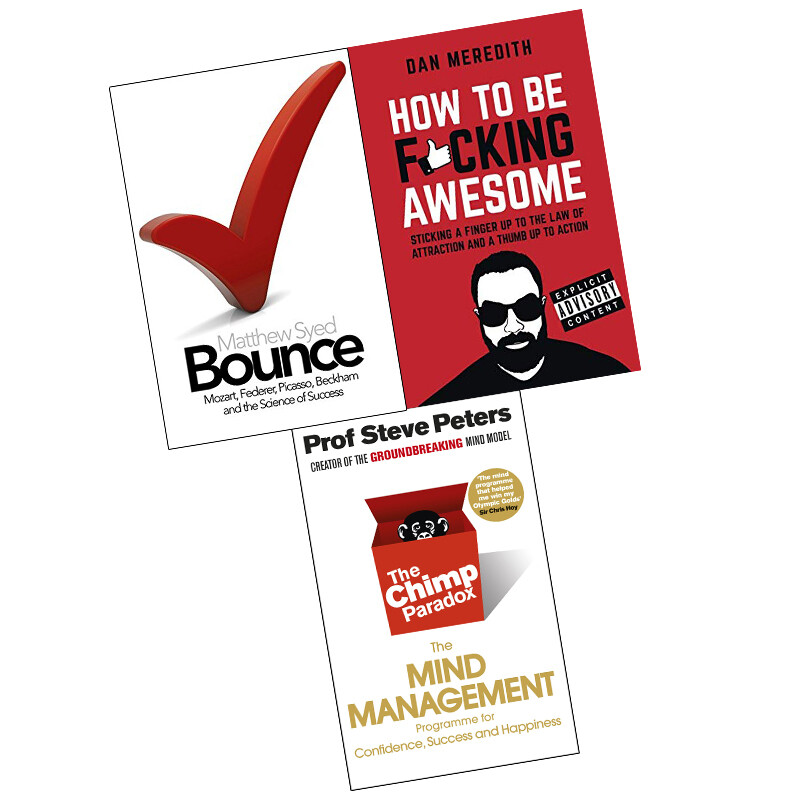Chimp Paradox,How To Be F*cking Awesome and Bounce 3 Books Collection Set NEW UK