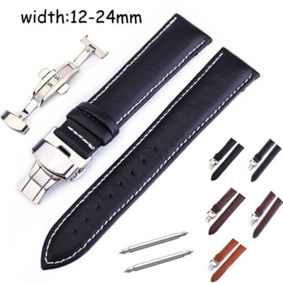 Cow Leather Band 12mm-20mm 22mm 24mm Uhrenarmband Armband Butterfly Buckle Strap