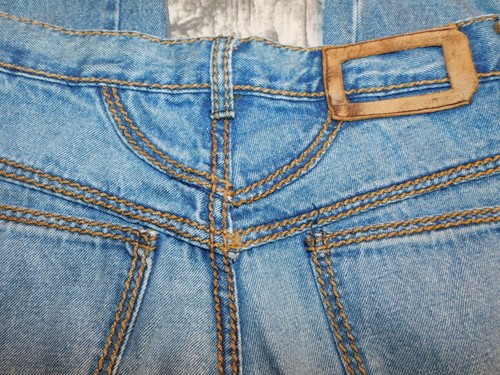 VTG JEANJER JEANS HIGH RISE TAPERED YOKE THICK STITCH 80s WOMENS 30" w short - Picture 6 of 16