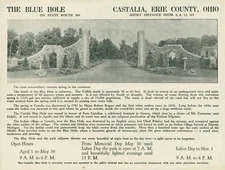 c1930 Castalia OH The Blue Hole Visitor Ad Brochure Photo Info Schedule Erie 