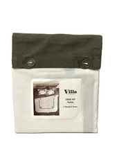 Villa by Noble Excellence Greek Key Pebble 2 Standard Shams Cotton 20”x 26” NEW