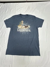 Unisex T-shirt Classic Coppertone Girl Logo (Beach, Dog) Blue T-Shirt Size M
