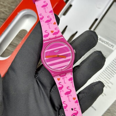 NEW✅LIMITED EDITION✅ Swatch Originals MIAMI PEACH Pink Flamingo Women's  Watch