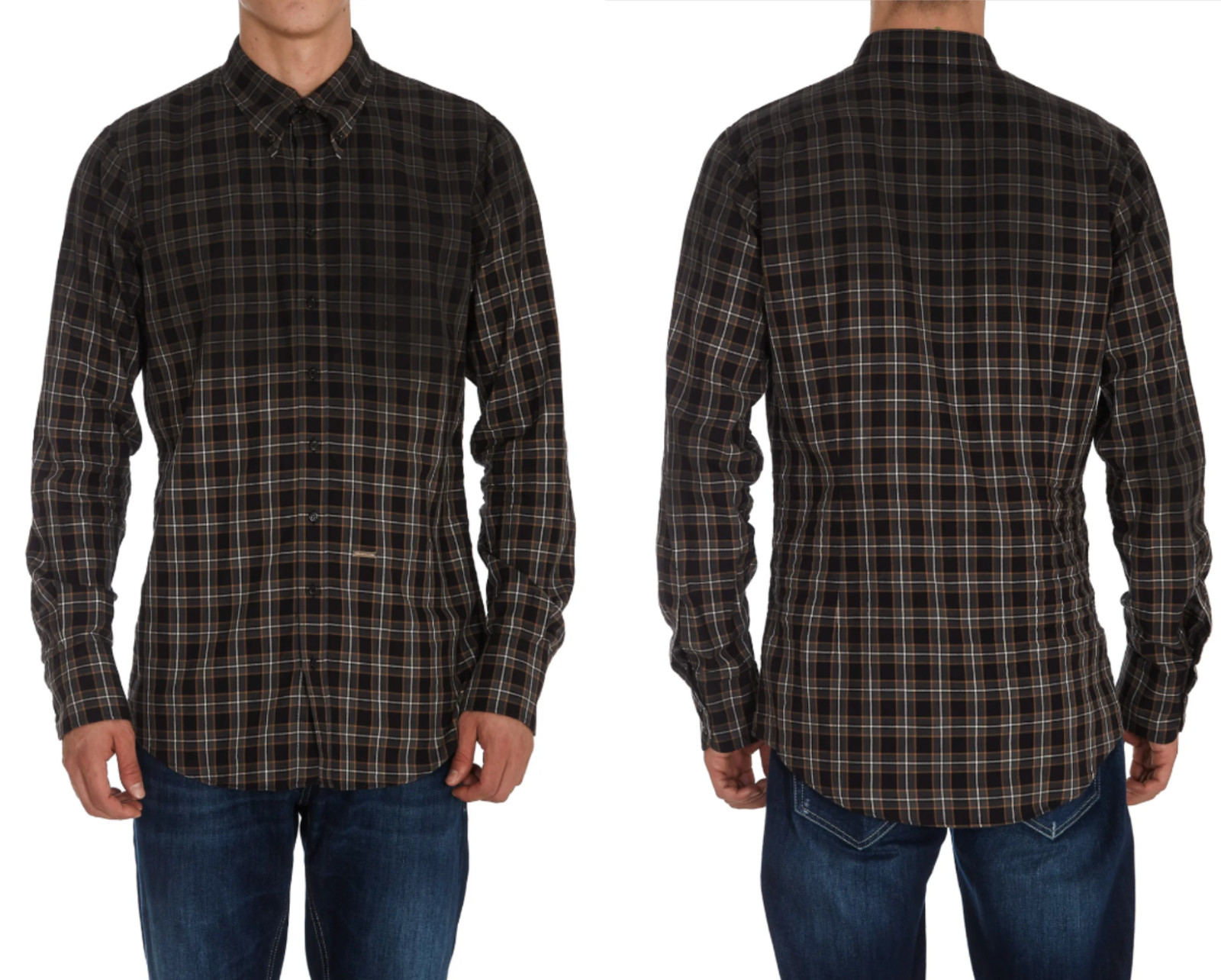 Dsquared2 Jeans Plaid Check Pattern Shirt Brushed Cotton Western Men L
