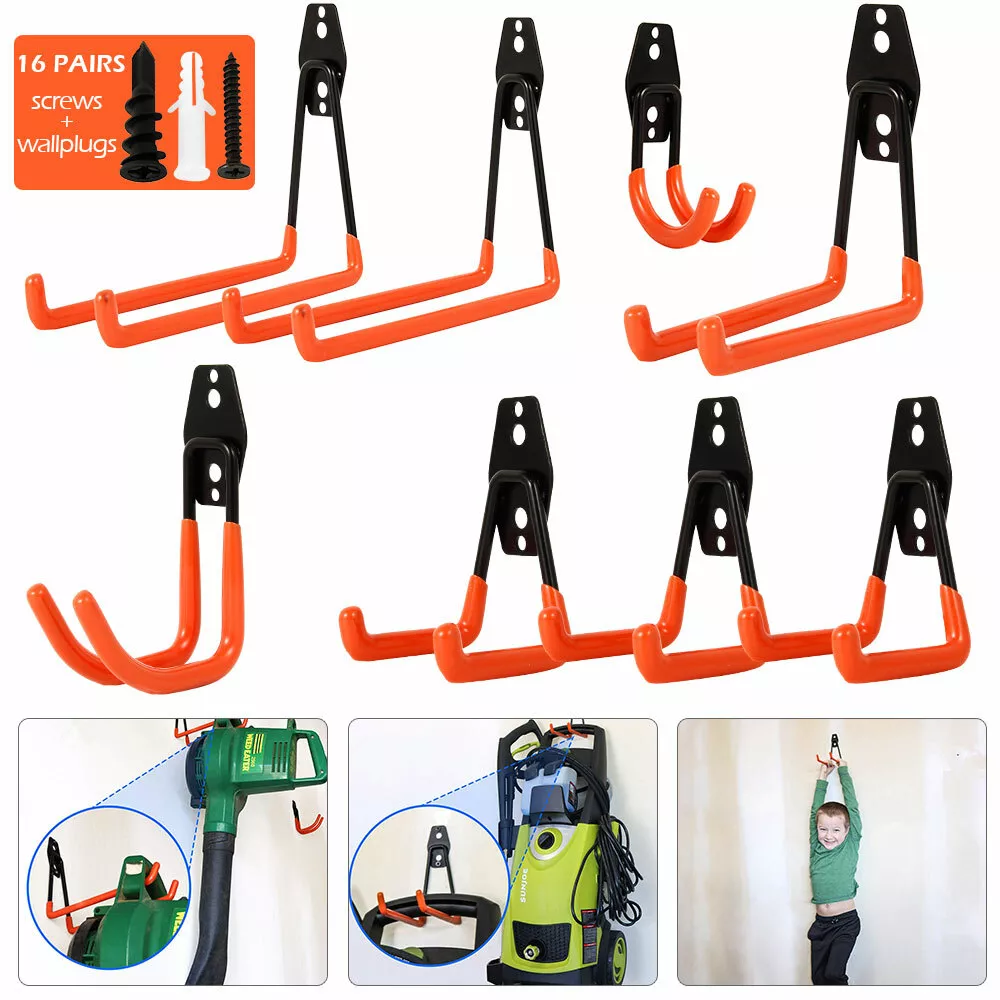 8 Pack Garage Storage Hooks Hangers Heavy Duty Wall Mount Garage Organizer Kit